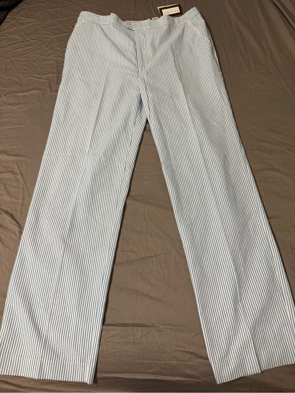 Vtg Christian Dior  Blue & White Seersucker Pants Hamptons Cottagecore coastal